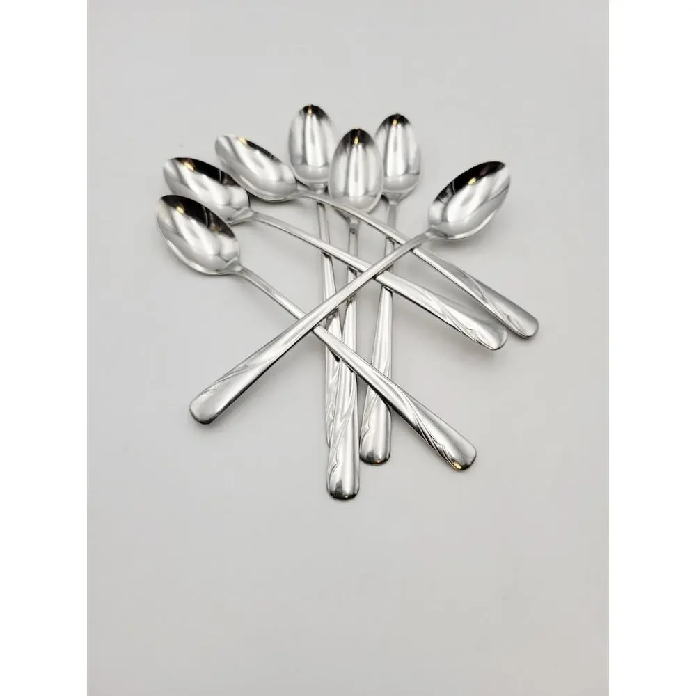 Set of 7 Oneida Oceanic Iced Teaspoon Stainless Flatware Vtg